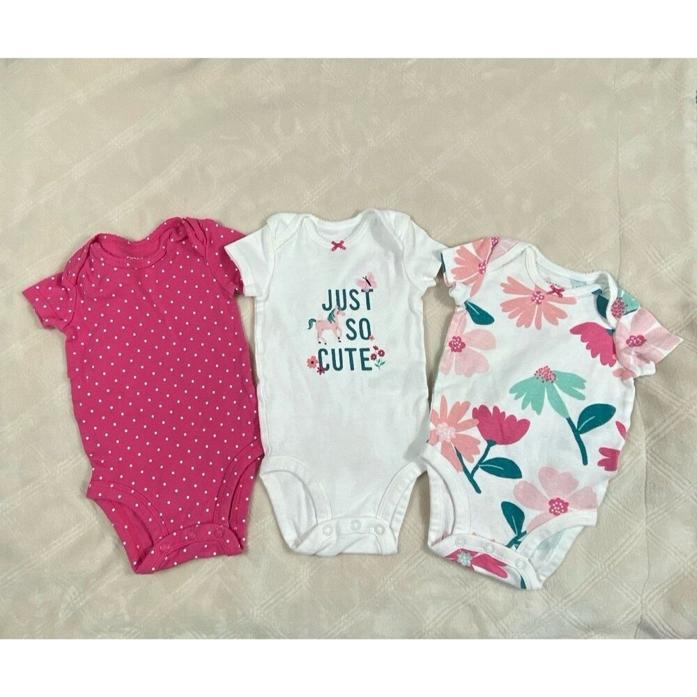 Carter’s Baby Girl 3M Bodysuit Bundle Floral Pink Horse Bodysuits